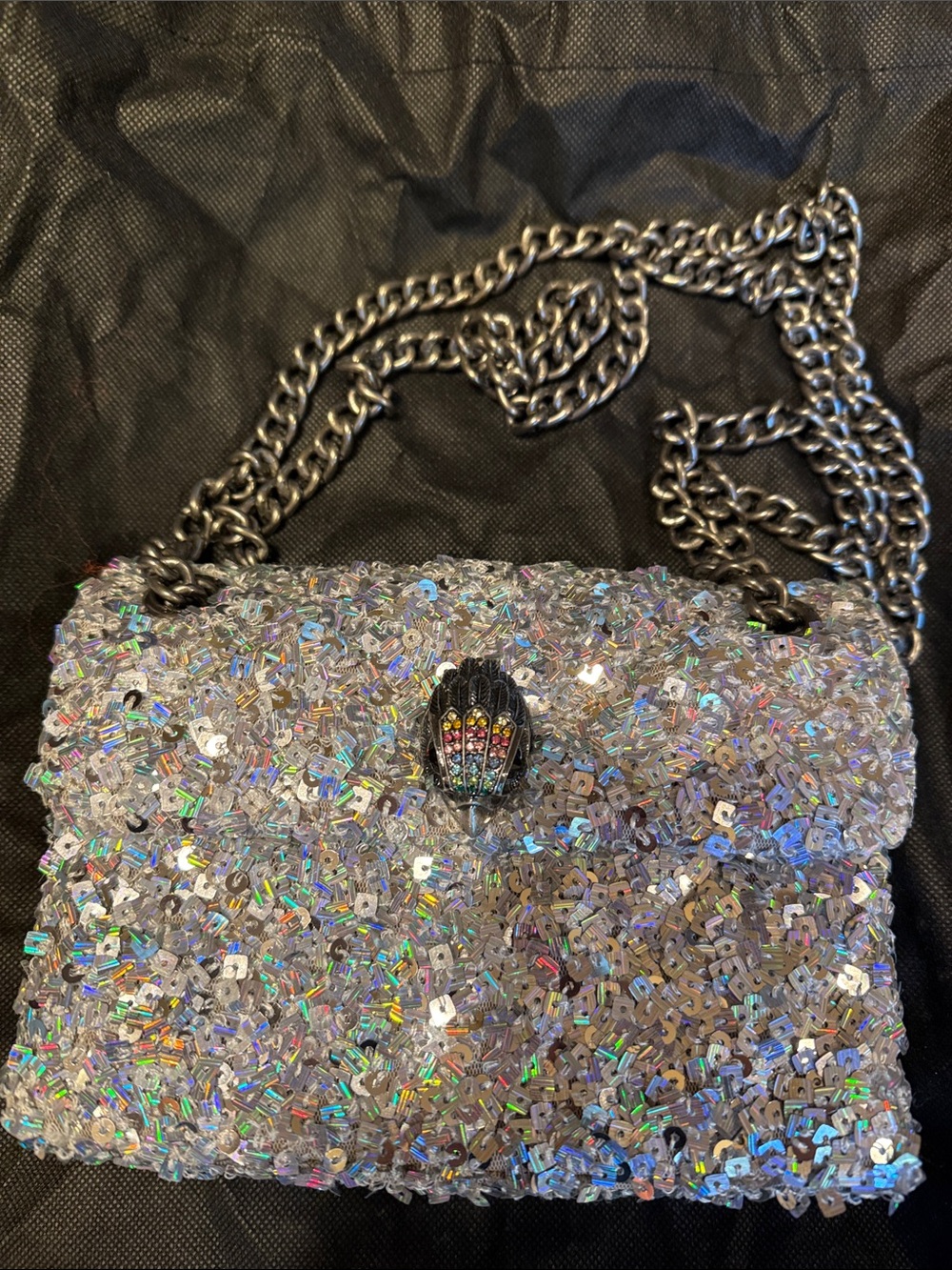 Kurt Geiger Sequin-Embellished Shoulder Bag with Chain Strap